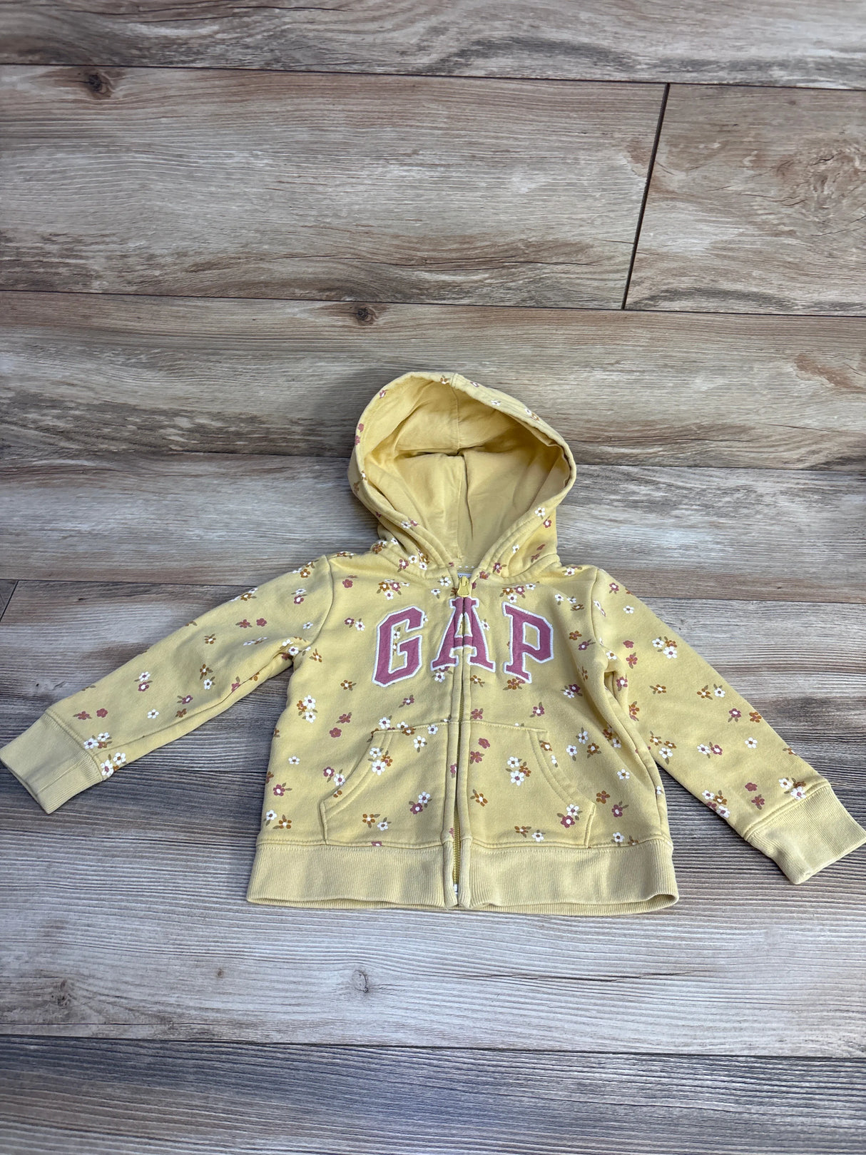Baby Gap Floral Full Zip Hoodie Yellow sz 3T - Me n Mommy To Be
