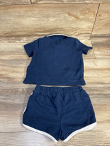 Old Navy 2pc Terry Polo Shirt & Shorts Set Blue sz 6-12m