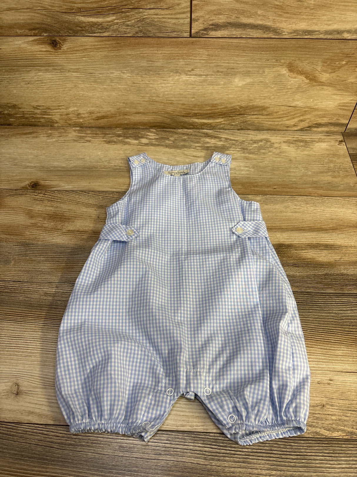 Harry & Violet Gingham Shortie Romper Blue sz 18m