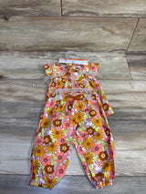 NEW Wonder Nation 3pc Floral Top, Pants, & Headband Set Pink sz 3/6m