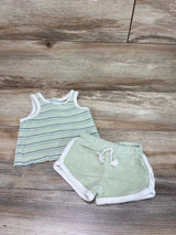 Easy-Peasy 2pc Striped Tank Top & Shorts Green sz 0-3m