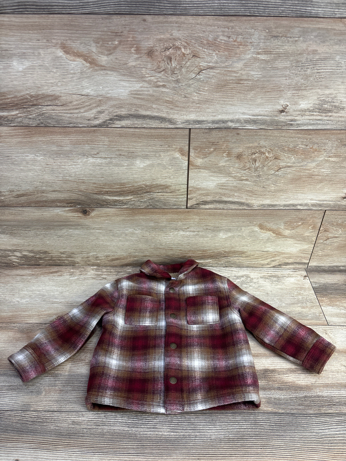 Old Navy Plaid Pocket Shacket Red sz 18-24m