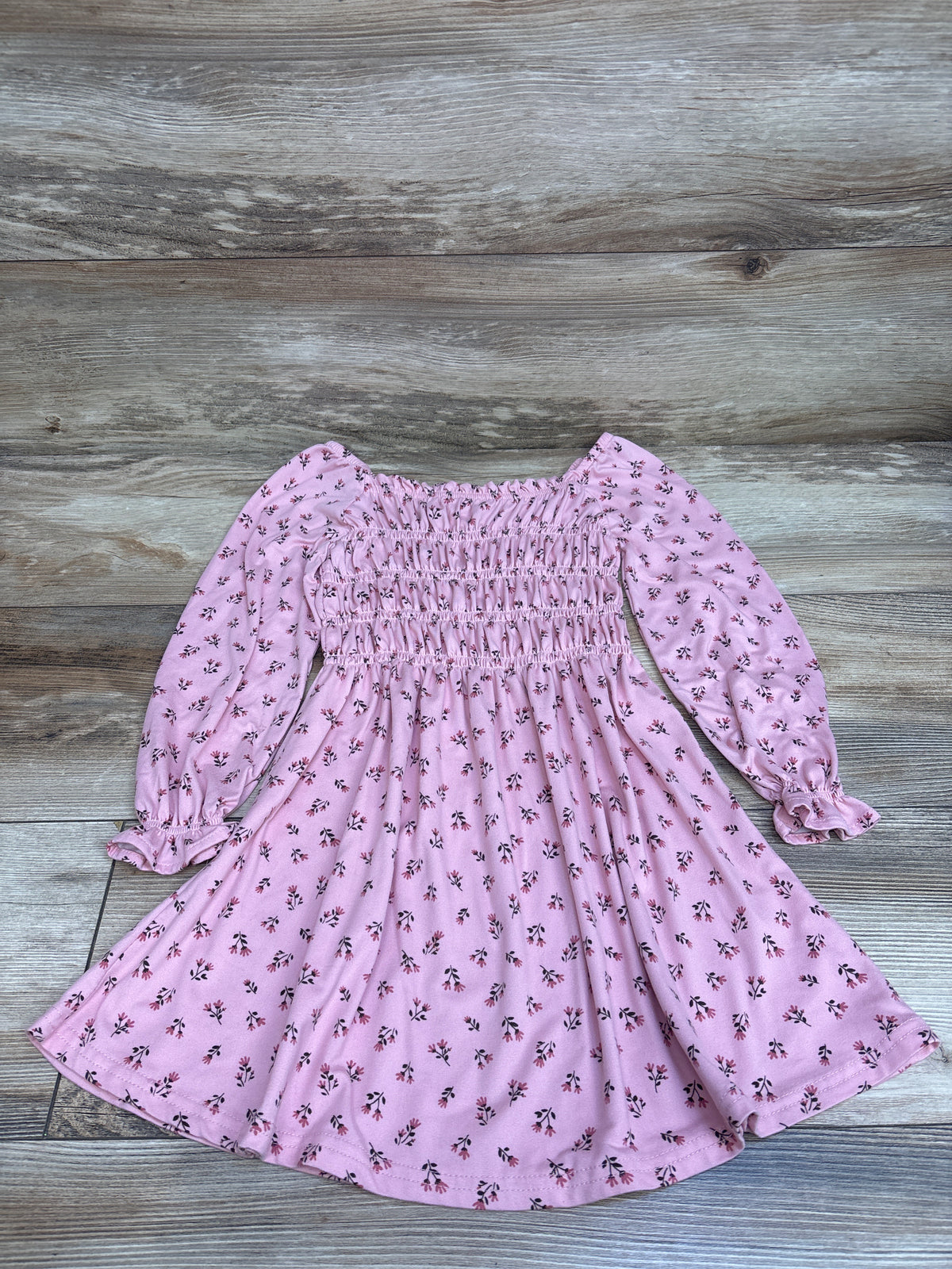 Btween Long Sleeve Smocked Dress Pink sz 5T