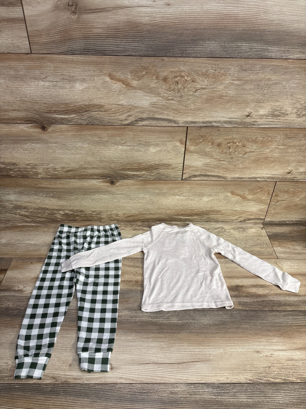 Bear Paw 2pc Moose Henley Shirt & Plaid Bottoms Set Taupe sz 3T