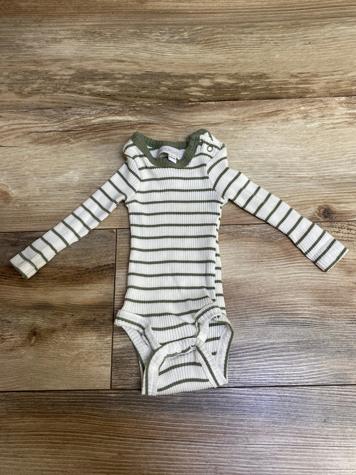 Rachel Zoe 2pc Set Striped Bodysuit & Corduroy Overalls Green sz 0-3m