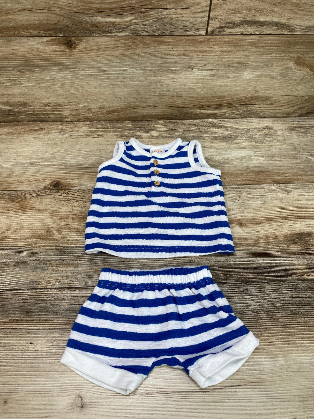 Cat & Jack Blue 2pc Striped Tank Top & Shorts sz 0-3m - Me 'n Mommy To Be