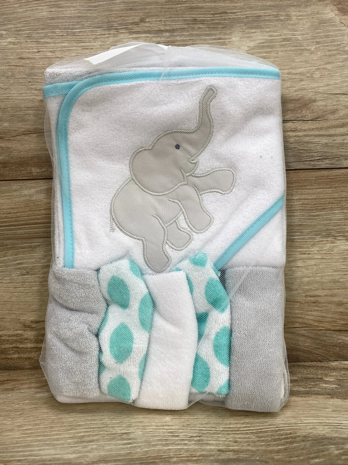 NEW Luvable Friends Baby Hooded Towel with Five Washcloths Elephant