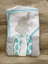 NEW Luvable Friends Baby Hooded Towel with Five Washcloths Elephant