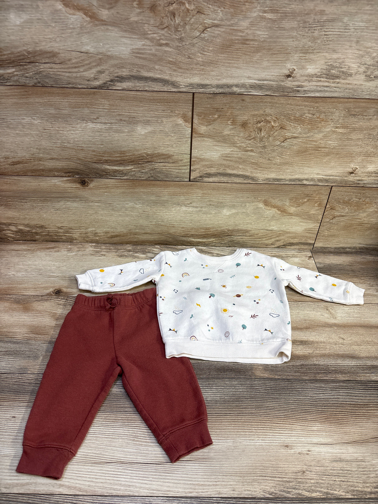 Jumping Beans 2pc Sweatshirt & Pants Set White sz 6m