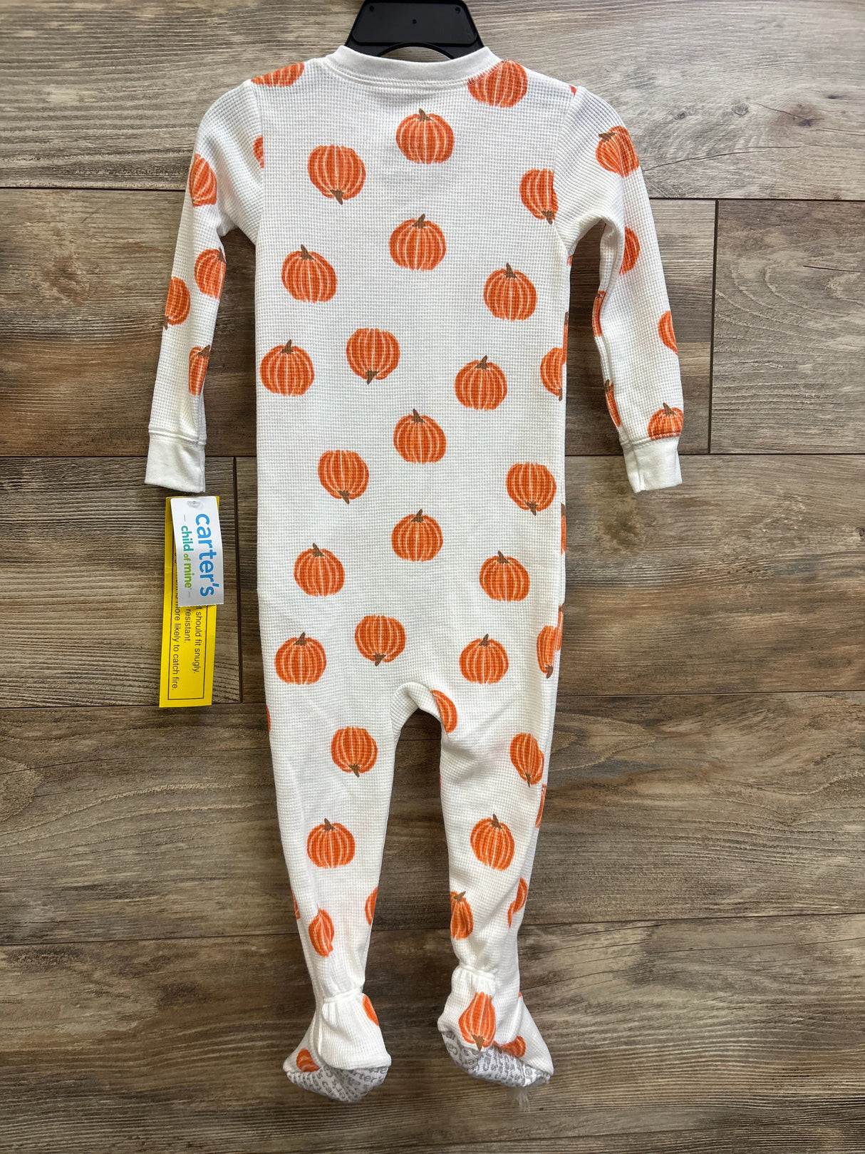 NEW Child Of Mine Pumpkin Waffle Knit Sleeper White sz 18m