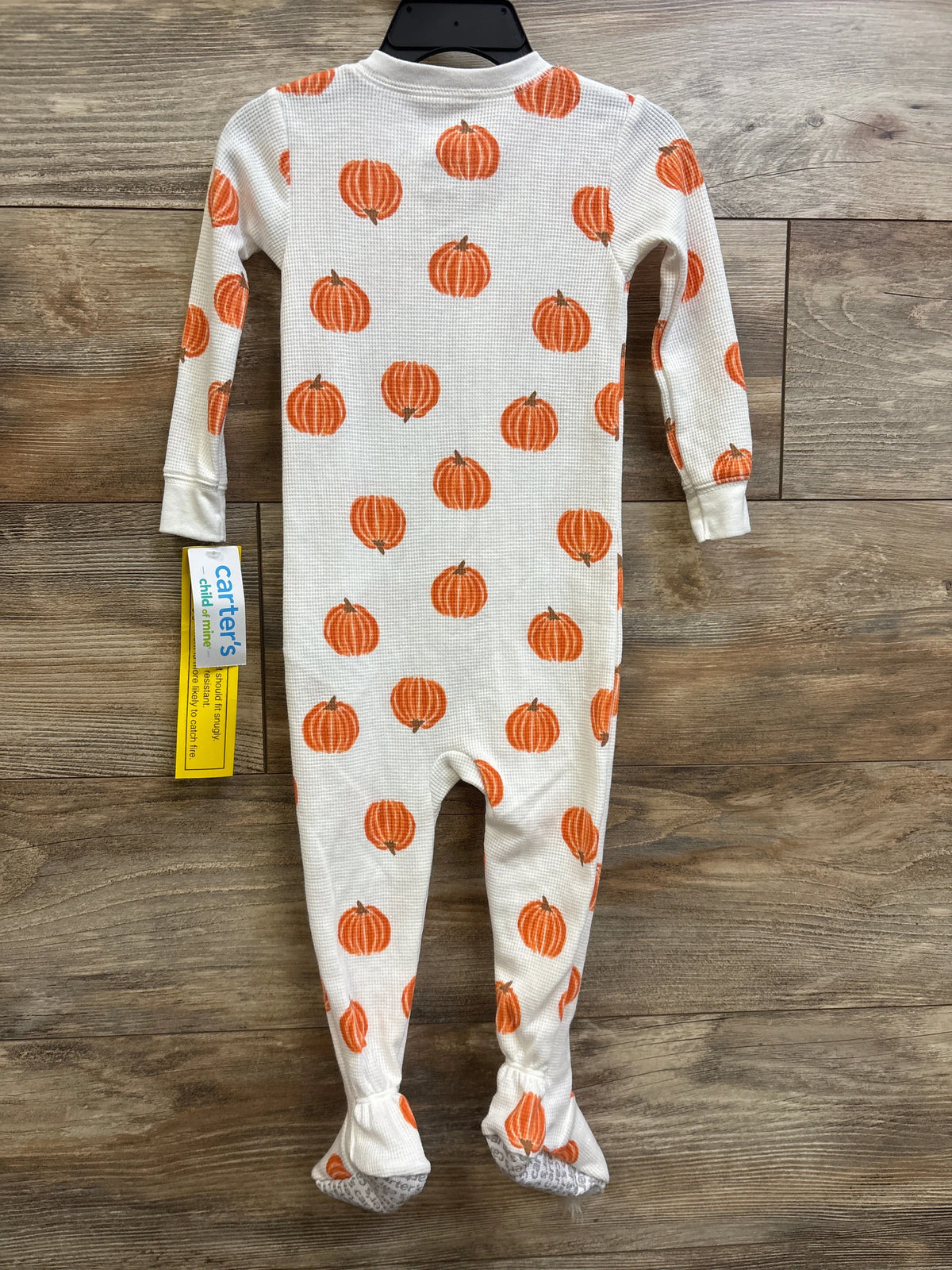 NEW Child Of Mine Pumpkin Waffle Knit Sleeper White sz 18m