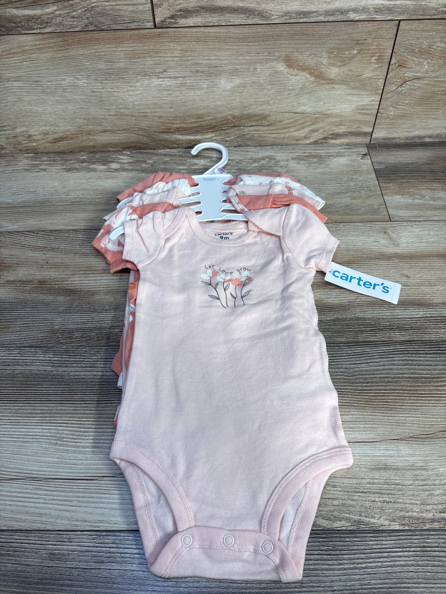 NEW Carter's 5pk Smile And Sunshine Bodysuits Pink sz 9m