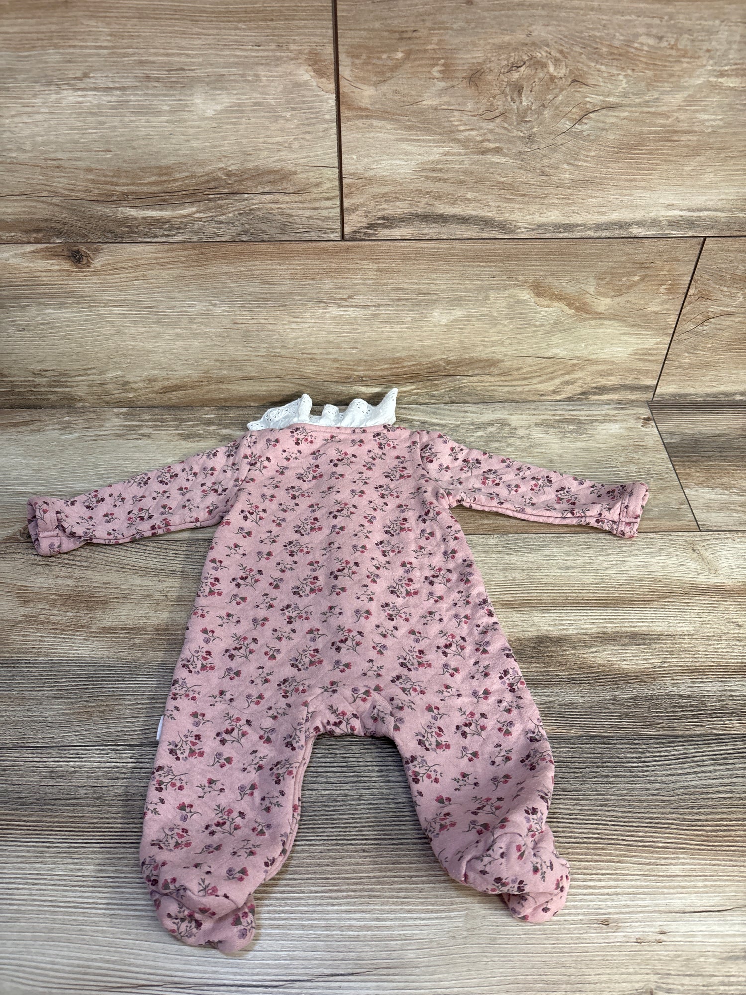 Tahari Baby Floral Quilted Footed Coverall Pink sz 0-3m