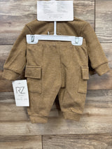 NEW Rachel Zoe 4pc Waffle Knit Shirt & Bottoms Set Brown sz 0-3m