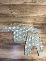 2pc Floral Sweatshirt & Joggers Set Green sz 9-12m