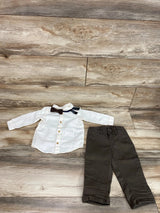 H&M 3pc Button-Up Shirt & Pants Set Cream sz 12m