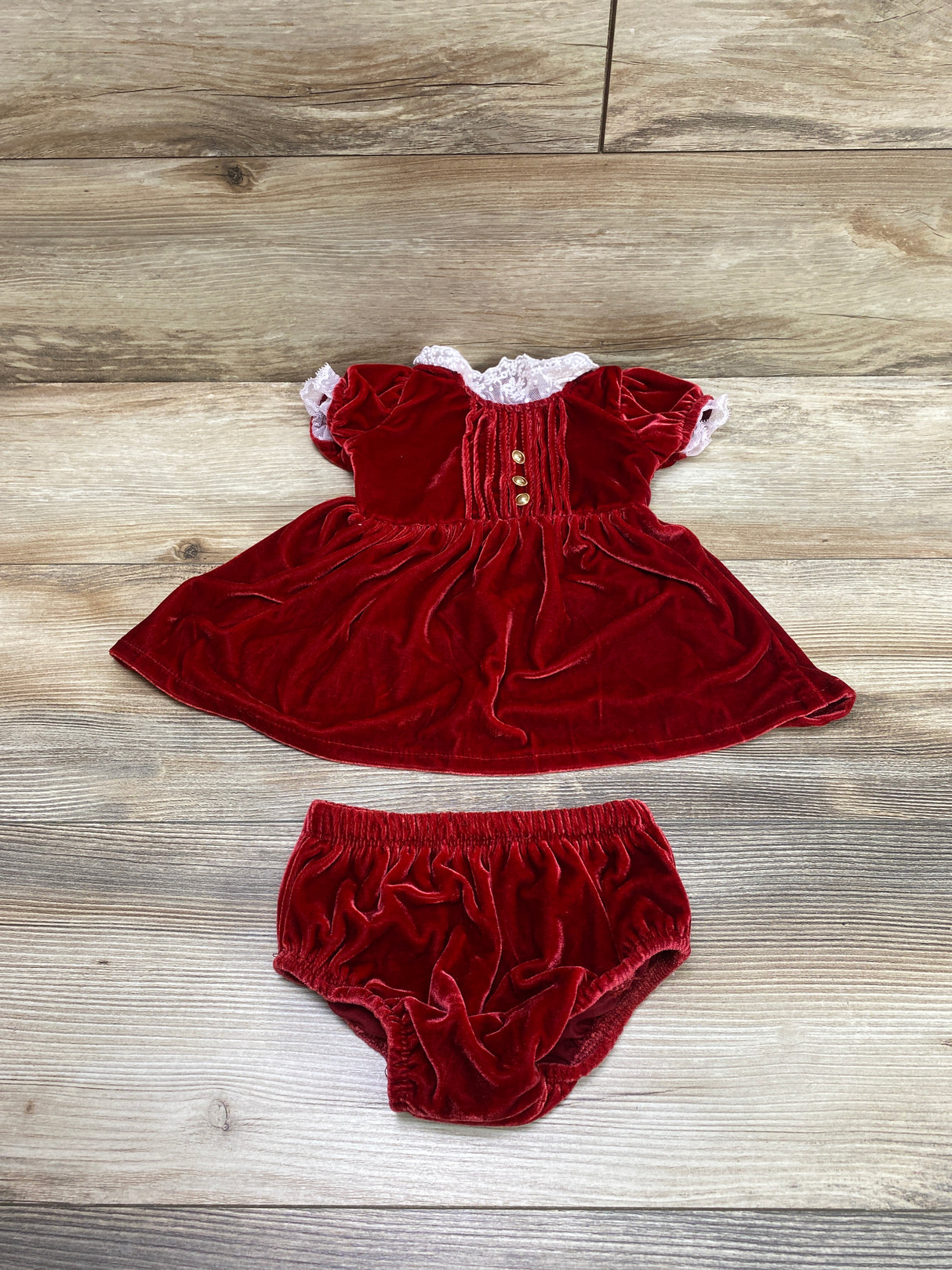 Nicole Miller 2pc Velvet Dress & Bloomers Red sz 3-6m