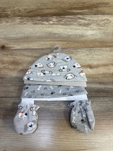 NEW Little Chikadees 4pc Hat & Mitten Set sz 0-6m