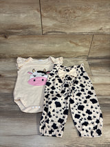 2pc Cow Outfit Set Beige sz 9-12m