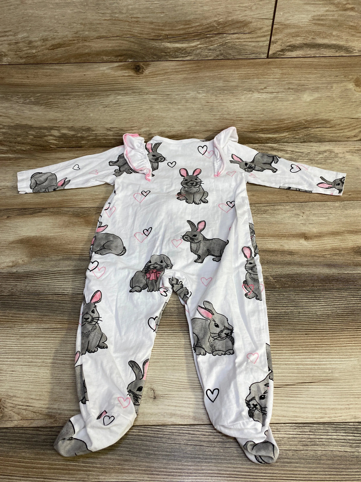 Bunny Print Sleeper White sz 9-12m