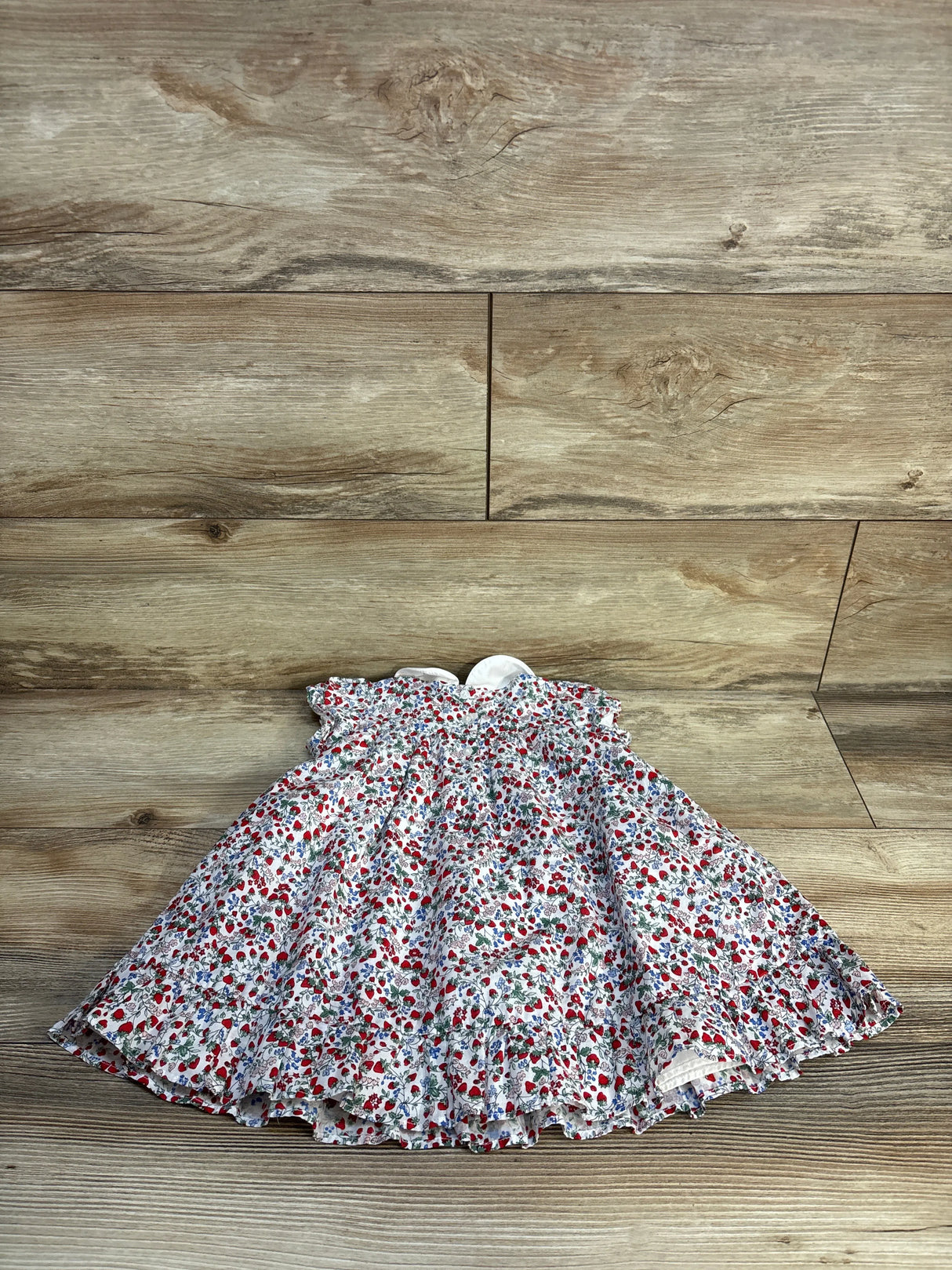 Janie & Jack Ditsy Strawberry Collar Dress White sz 12-18m