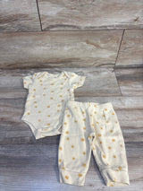 2pc Sun Print Bodysuit & Bottoms Set Cream sz 3m