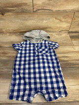 Tucker + Tate Hooded Henley Shortie Romper Blue sz 12m