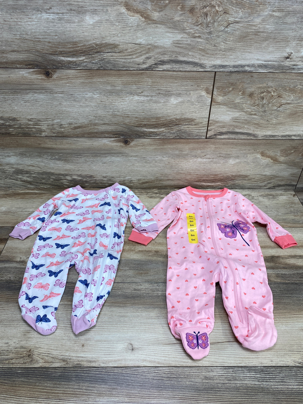 Koala Baby 2pk Sleepers Pink/White sz 6m