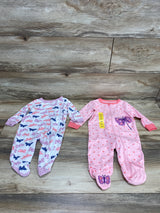 Koala Baby 2pk Sleepers Pink/White sz 6m