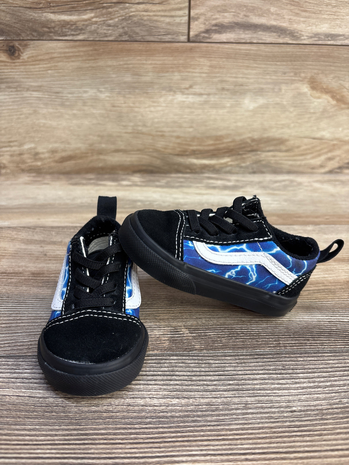 Vans Toddler Old Skool Blue Lightning Shoes sz 4.5c