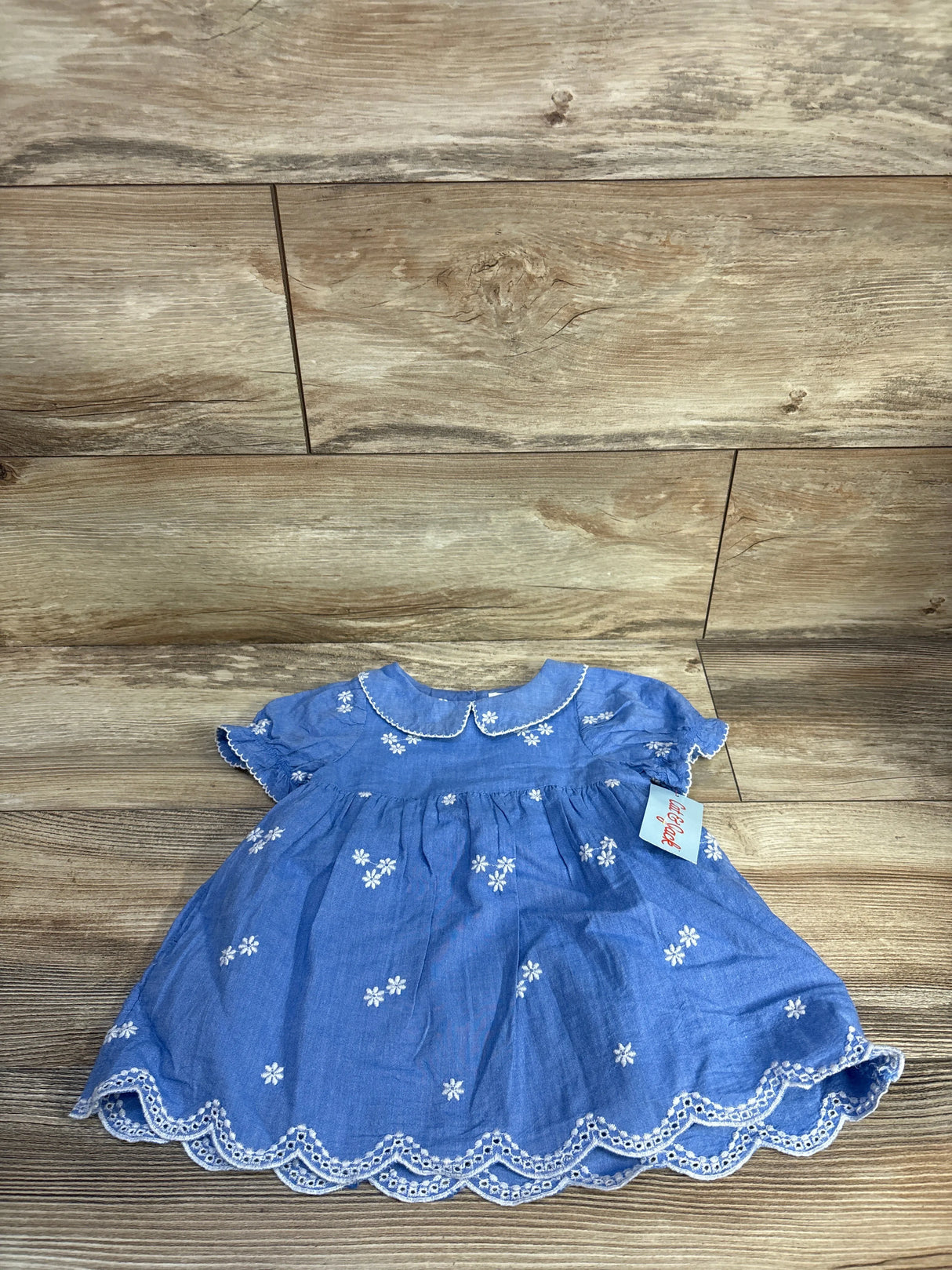 NEW Cat & Jack 2pc Embroidered Chambray Dress & Bloomers Set Blue sz 12m