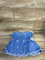 NEW Cat & Jack 2pc Embroidered Chambray Dress & Bloomers Set Blue sz 12m