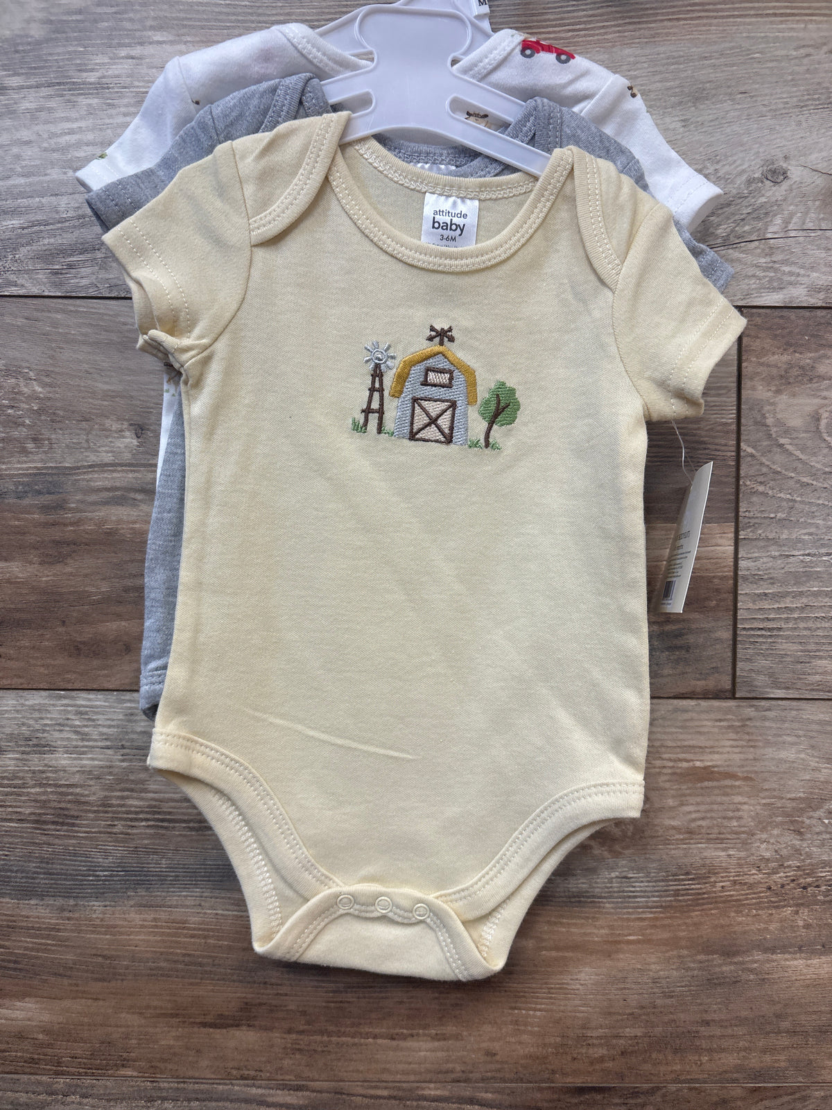 NEW Attitude Baby 3pk Bodysuit Set White sz 3/6m