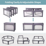 Doradotey 8-Panel Foldable Baby Playpen with Adult Door Grey 59x71''