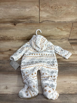 NEW Le Top Bebe Hooded Fleece Coverall White sz 0-3m