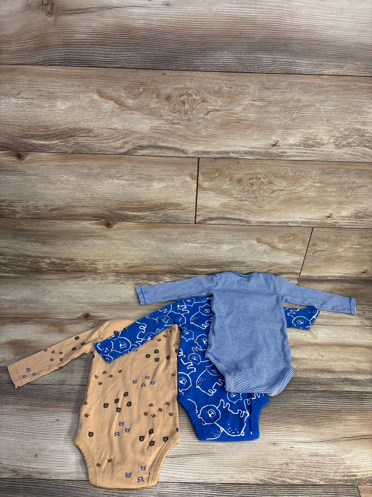 Carter's 3pk Long Sleeve Bodysuits Blue sz 12m