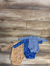 Carter's 3pk Long Sleeve Bodysuits Blue sz 12m