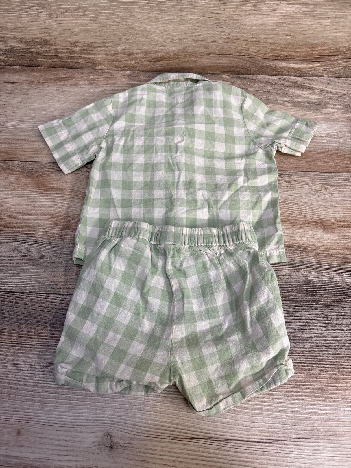 H&M 2pc Gingham Button Up Shirt & Shorts Green sz 6m - Me n Mommy To Be