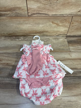 NEW Nicole Miller 4pc Gauze Bow Print Bodysuit Dress Set White sz 0/3m