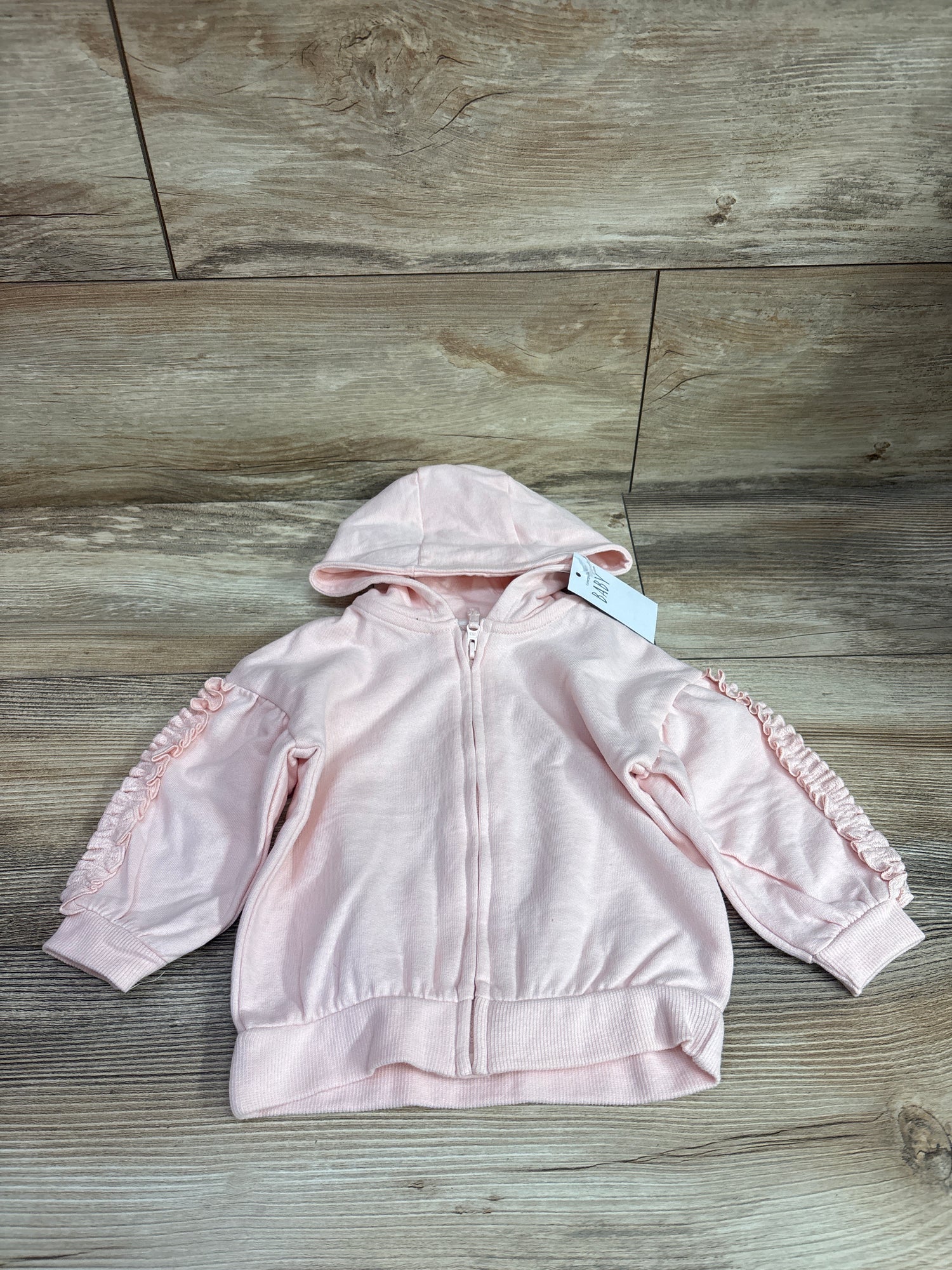 NEW George. Ruffle Sleeve Zip-Up Sweatshirt Pink sz 6-9m