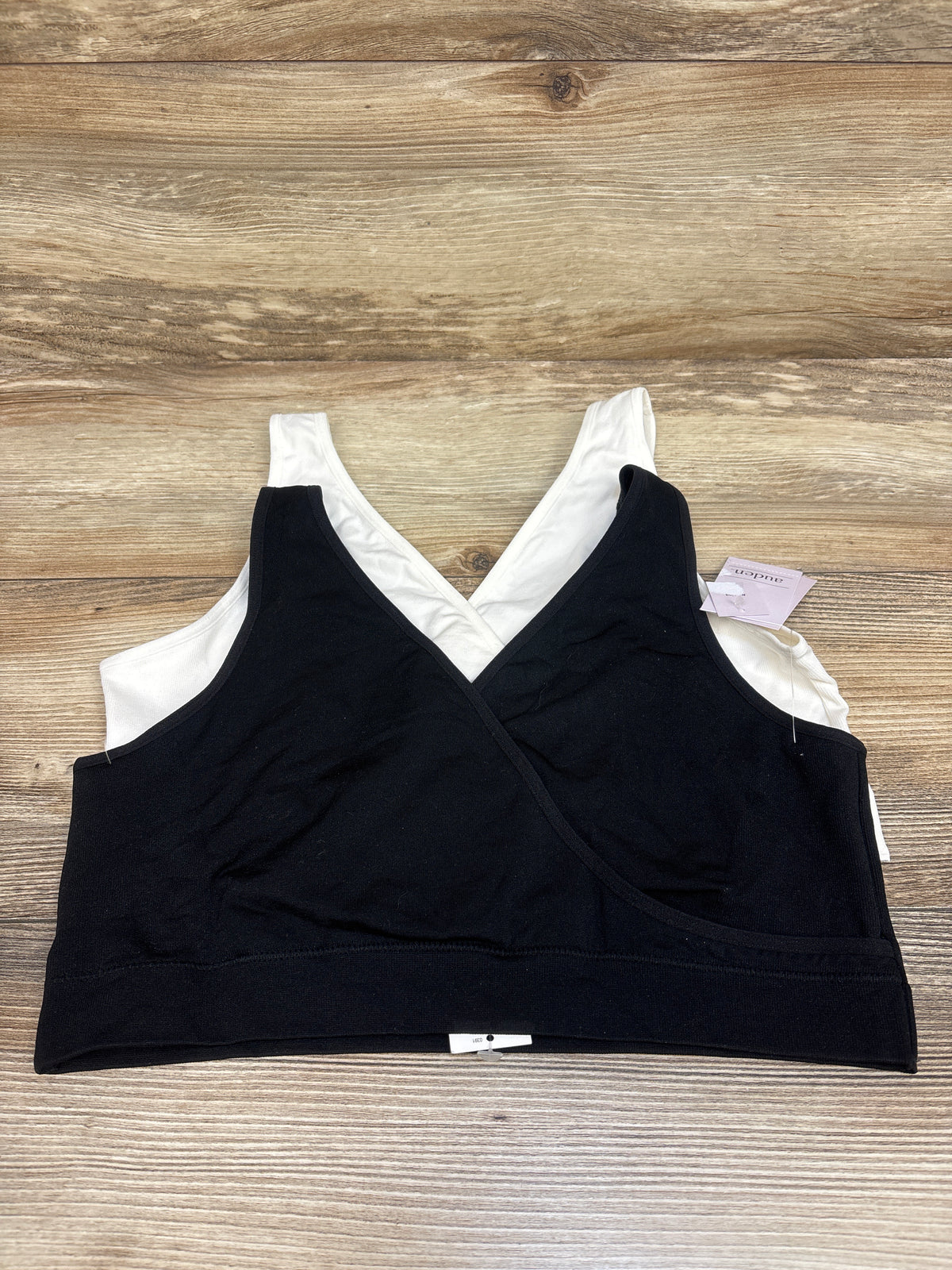 NEW Auden 2pk Unlined V-Neck Nursing Bralette - Black/White sz XL