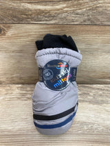 NEW ThermaWear Kid's Ski Striped Grey Mittens