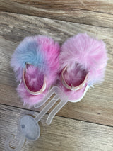 NEW First Steps Faux Fur Slides Pink sz 1c