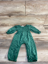 Jessica Simpson Velour Polka Dot Smocked Coverall Green 3-6m