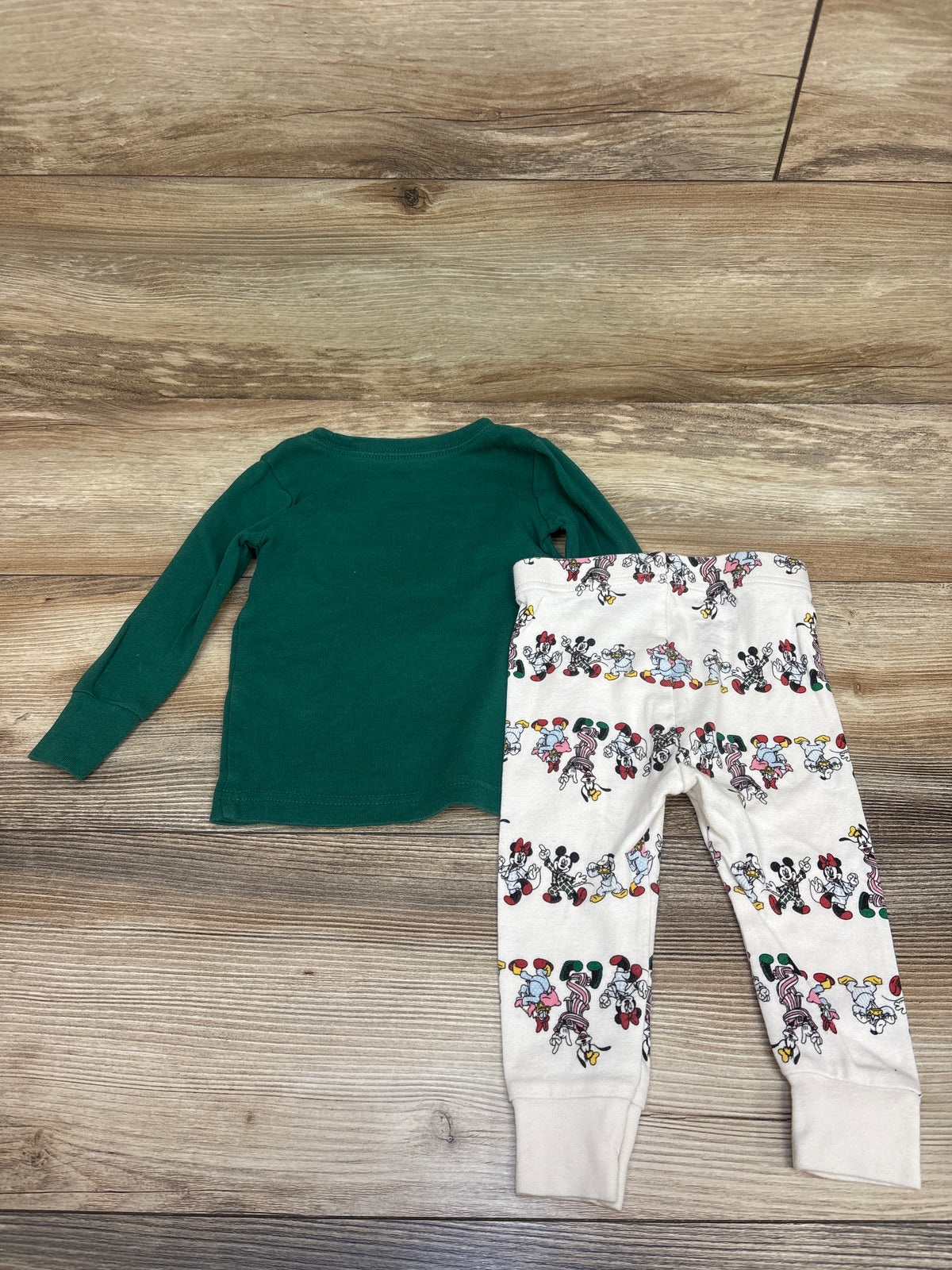 Old Navy x Disney Mickey Mouse 2pc Christmas Pajama Set Green sz 12-18m