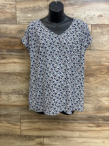 Motherhood Maternity Floral V-Neck Shirt Blue sz Small