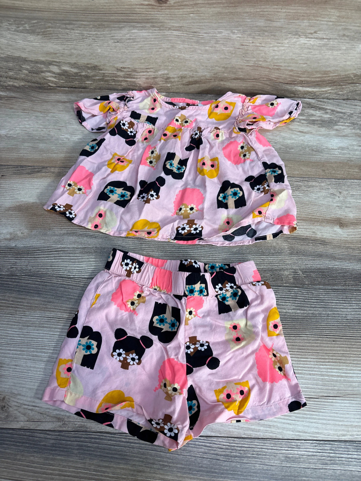 Okie Dokie 2pc Shirt & Shorts Pink sz 2T - Me n Mommy To Be