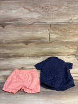 Carter's 2pc Button Up Shirt & Shorts Set Navy sz 9m