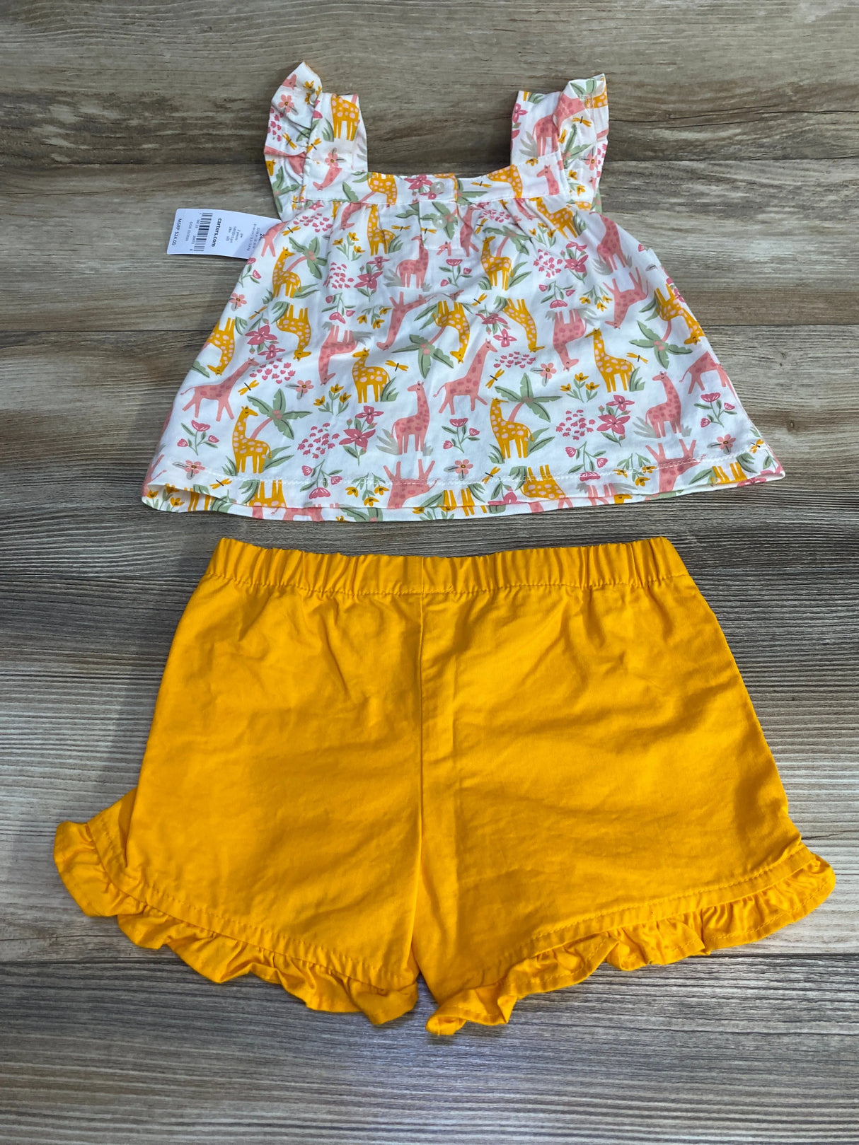 NEW Carter's 2pc Giraffe Top & Shorts White sz 24m