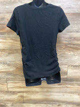 Isabel Maternity Ruched V-Neck Shirt Black sz Large